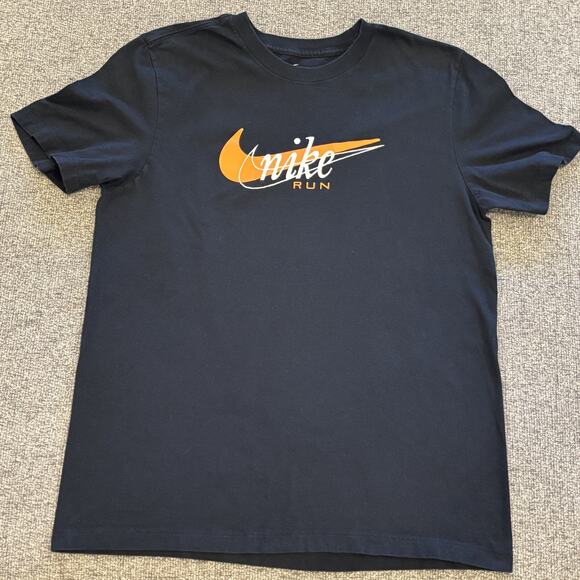 Nike Other - Nike Run Men's The Nike Tee T-Shirt, Medium - Black short sleeve orange swoosh